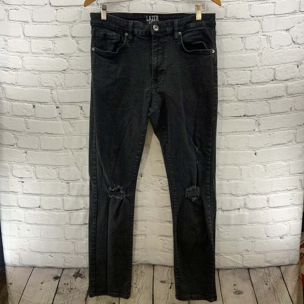 Lazer Slim Fit Jeans Mens Sz 33 x 32 Black‎ Denim
